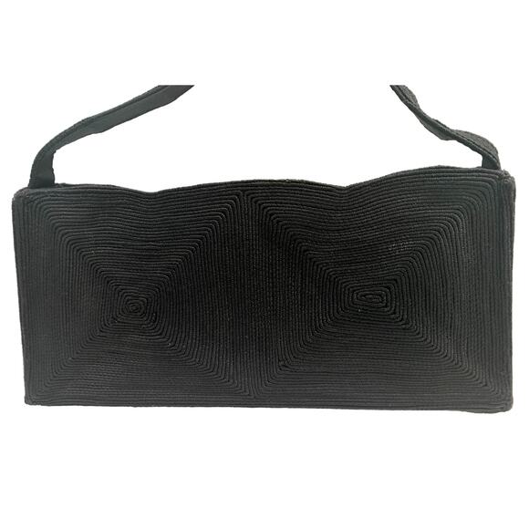 40s Black Cordé Purse | Retro Rockabilly Handbag - Picture 7 of 9